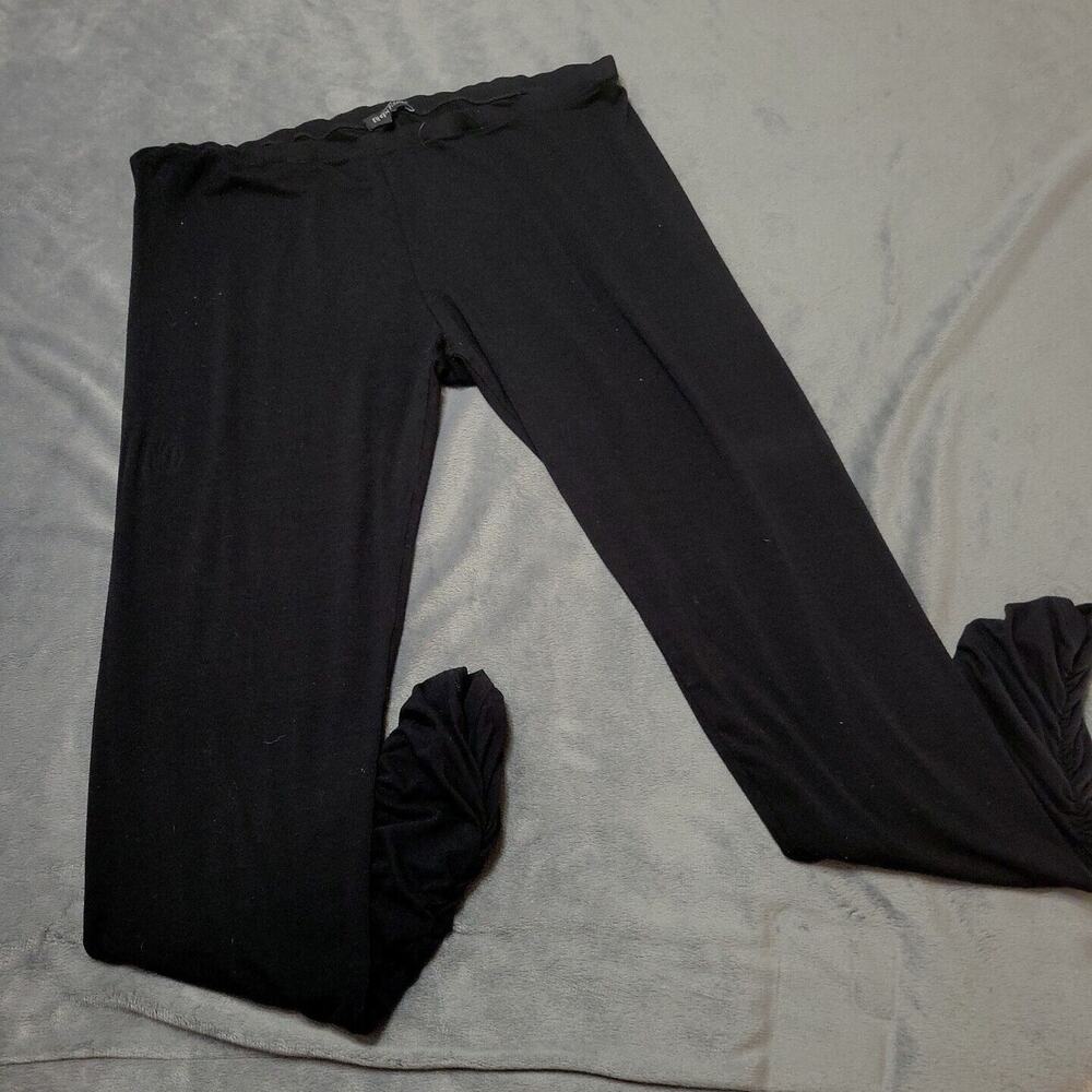 Eileen Fisher Legging Womens Large Skinny Black Comfort Stretch Pull On Ruching